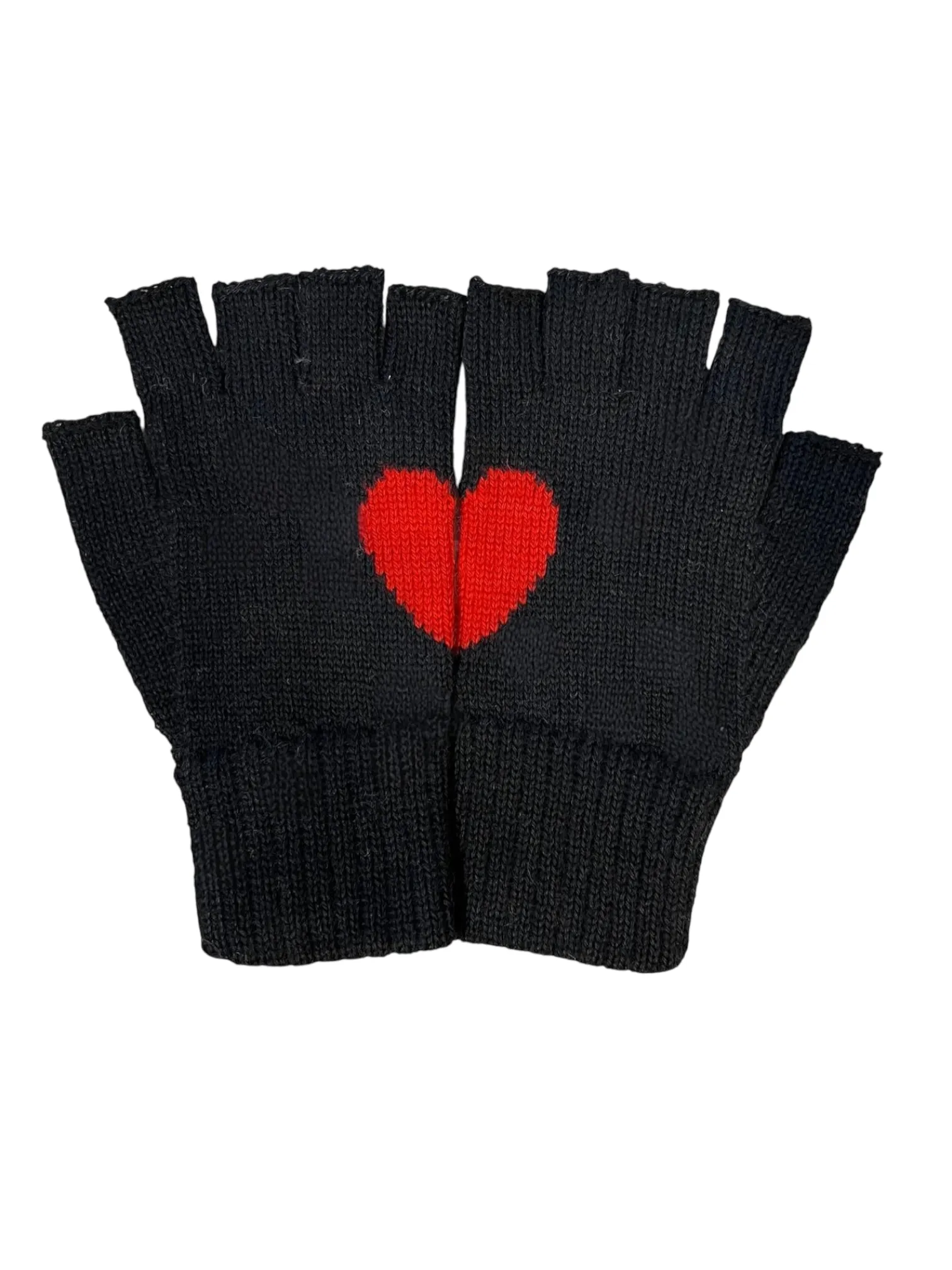 Alpaca Fingerless heart Gloves