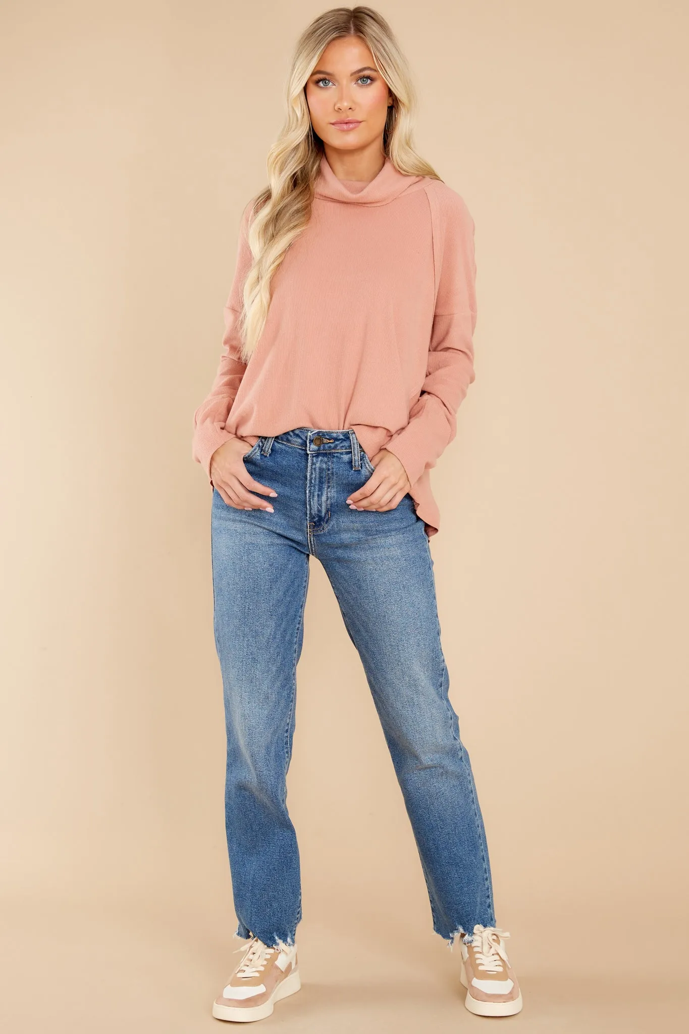 Always Stunning Blush Turtleneck Sweater