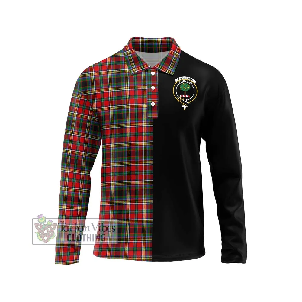 Anderson of Arbrake Tartan Long Sleeve Polo Shirt with Family Crest and Half Of Me Style