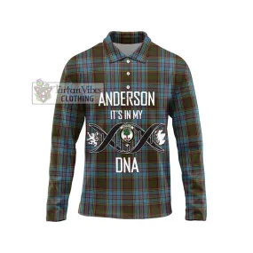 Anderson Tartan Long Sleeve Polo Shirt with Family Crest DNA In Me Style