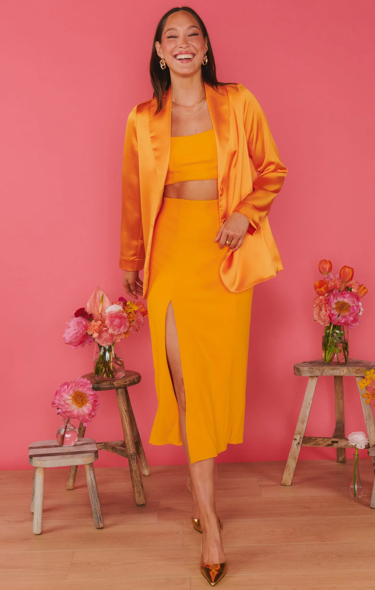 Ansley Crop Top ~ Tangerine Stretch