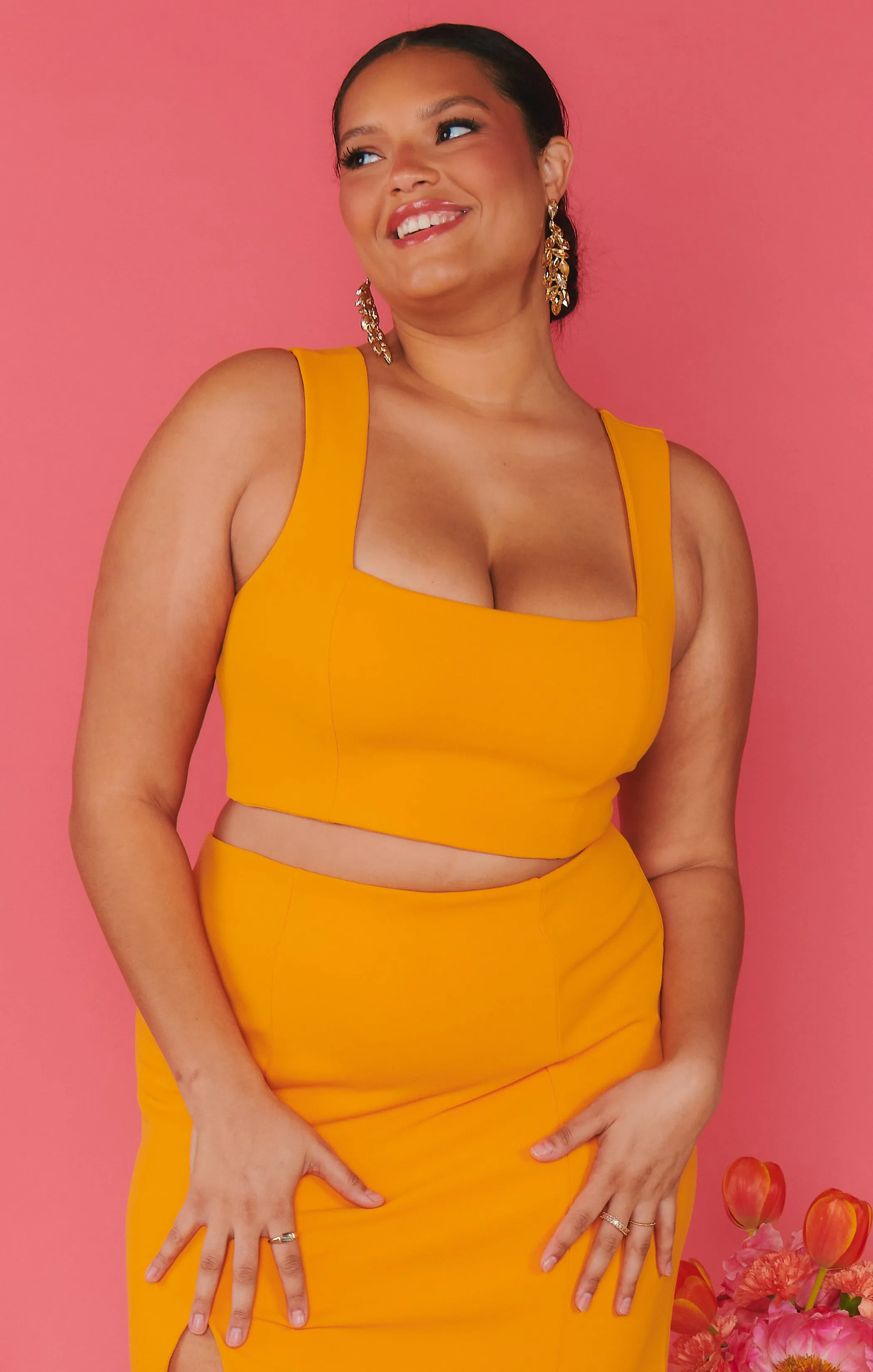 Ansley Crop Top ~ Tangerine Stretch