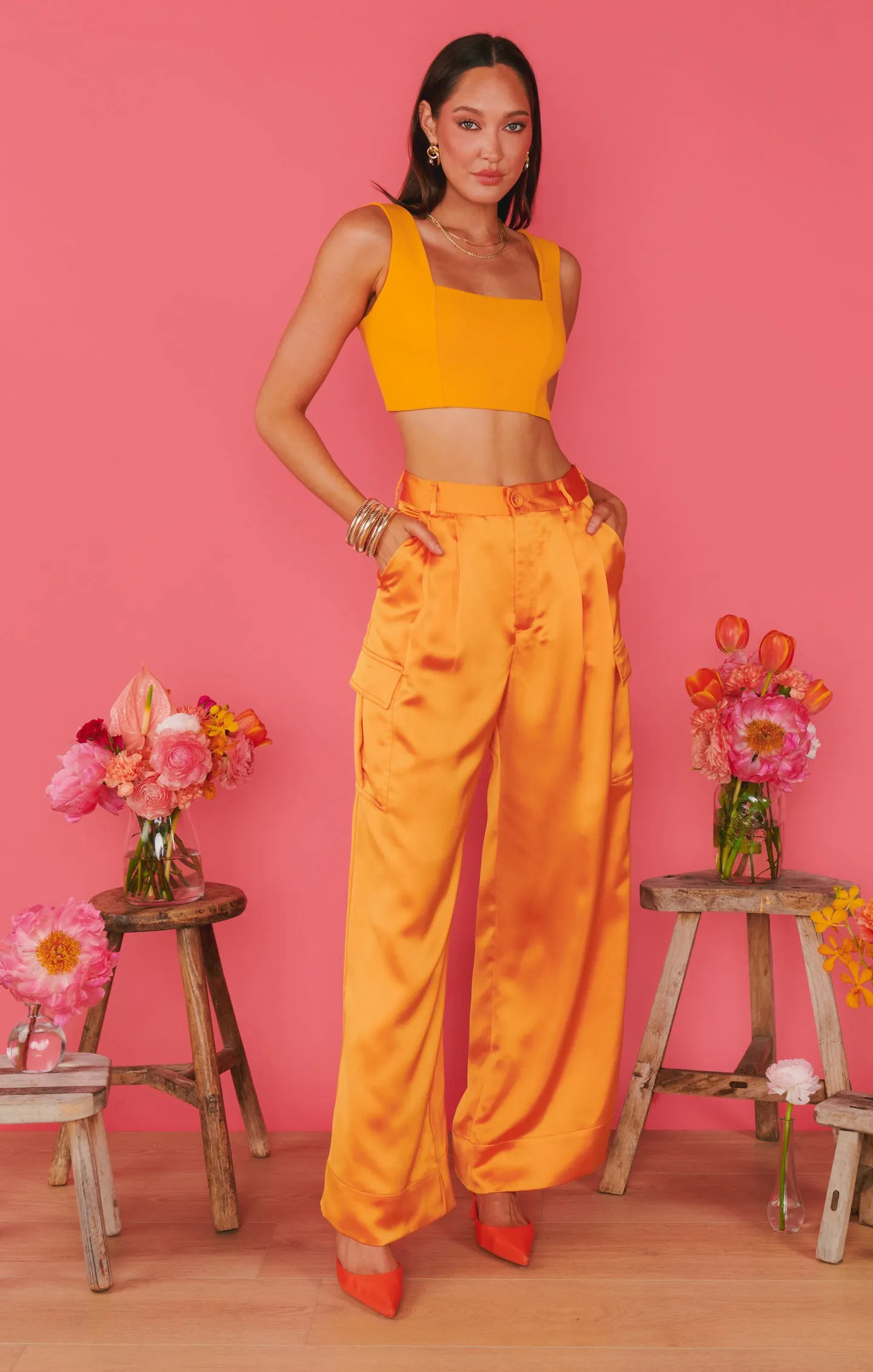 Ansley Crop Top ~ Tangerine Stretch