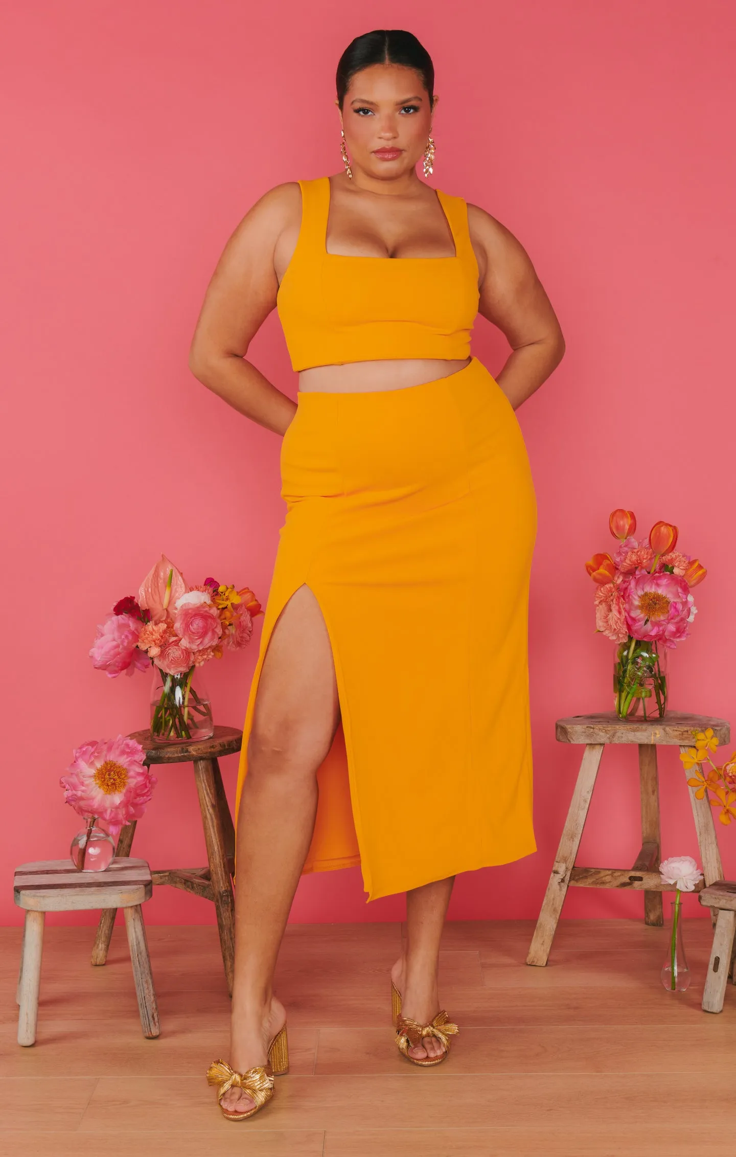 Ansley Crop Top ~ Tangerine Stretch