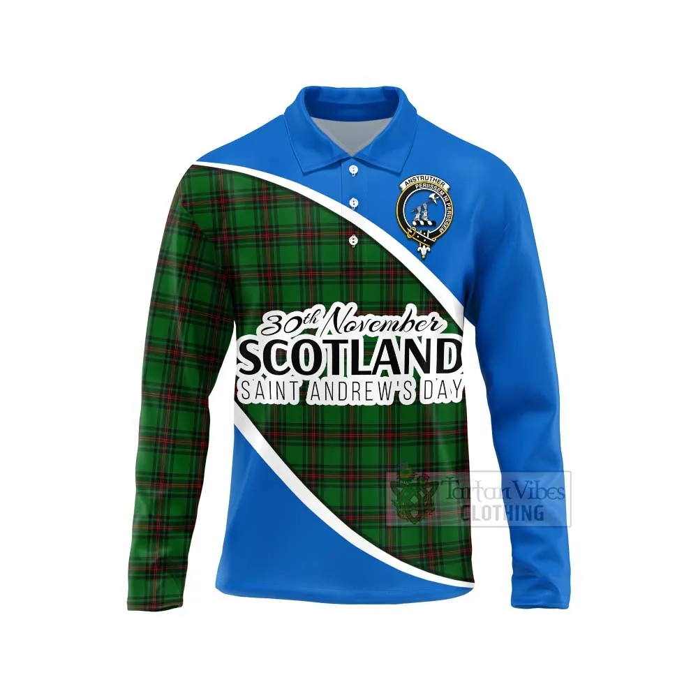 Anstruther Family Crest Tartan Long Sleeve Polo Shirt Celebrate Saint Andrew's Day in Style