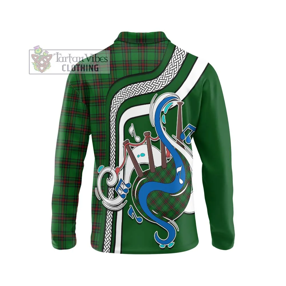 Anstruther Tartan Long Sleeve Polo Shirt with Epic Bagpipe Style