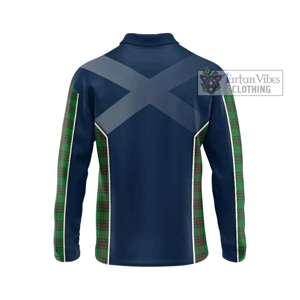 Anstruther Tartan Long Sleeve Polo Shirt with Family Crest and Lion Rampant Vibes Sport Style