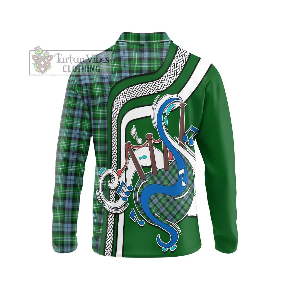 Arbuthnot Ancient Tartan Long Sleeve Polo Shirt with Epic Bagpipe Style