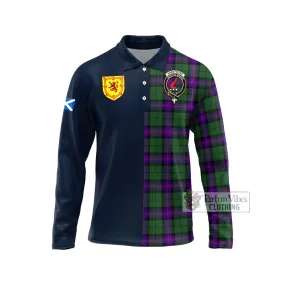 Armstrong Modern Tartan Long Sleeve Polo Shirt Alba with Scottish Lion Royal Arm Half Style