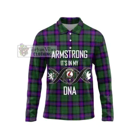 Armstrong Modern Tartan Long Sleeve Polo Shirt with Family Crest DNA In Me Style