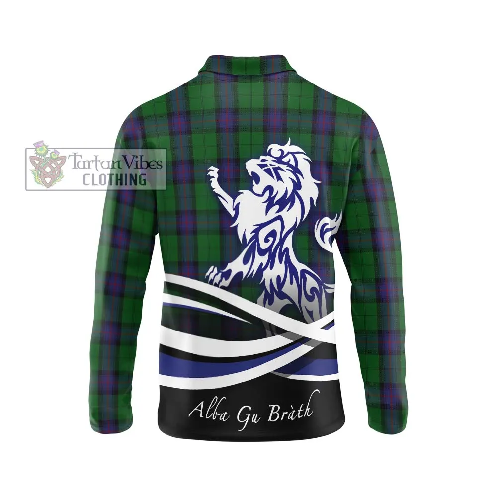 Armstrong Tartan Long Sleeve Polo Shirt with Alba Gu Brath Regal Lion Emblem