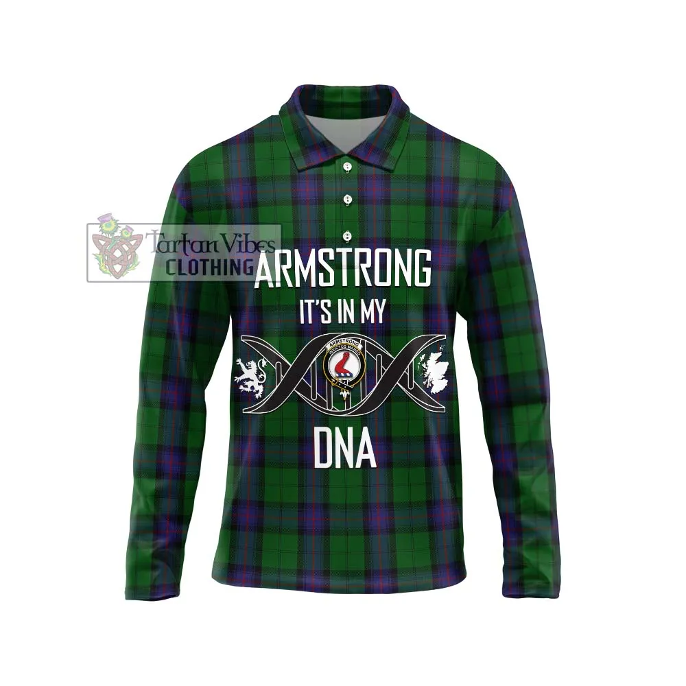 Armstrong Tartan Long Sleeve Polo Shirt with Family Crest DNA In Me Style