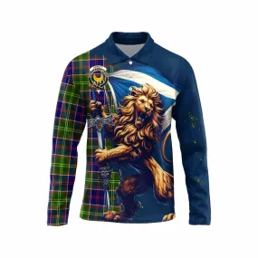 Arnott Tartan Family Crest Long Sleeve Polo Shirt with Scottish Majestic Lion