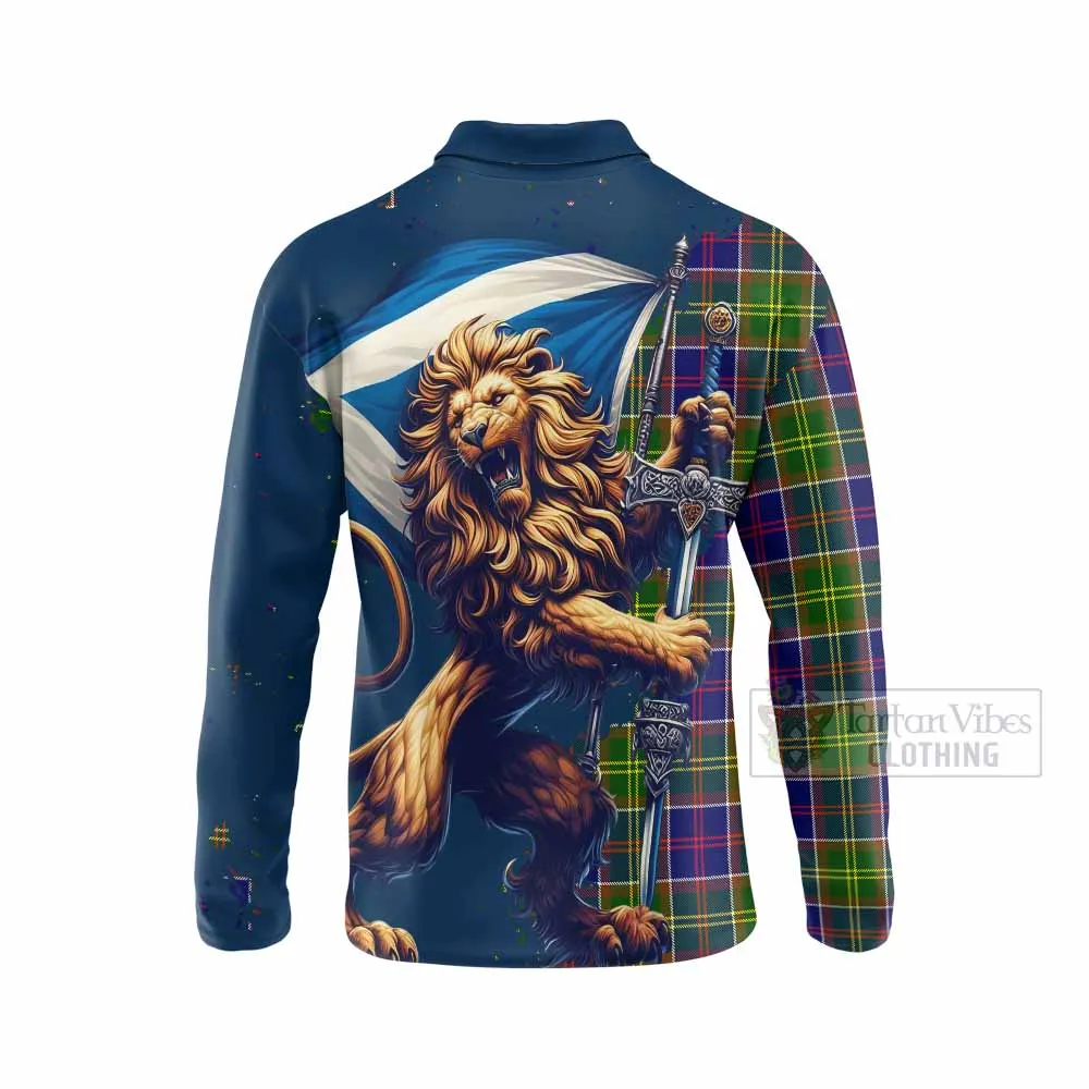 Arnott Tartan Family Crest Long Sleeve Polo Shirt with Scottish Majestic Lion