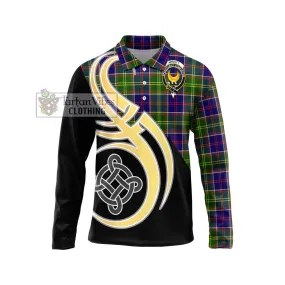 Arnott Tartan Long Sleeve Polo Shirt with Family Crest and Celtic Symbol Style