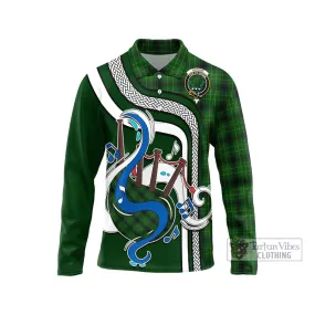 Arthur Highland Tartan Long Sleeve Polo Shirt with Epic Bagpipe Style