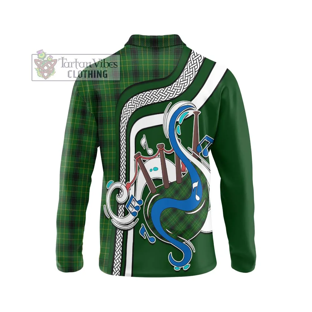 Arthur Highland Tartan Long Sleeve Polo Shirt with Epic Bagpipe Style