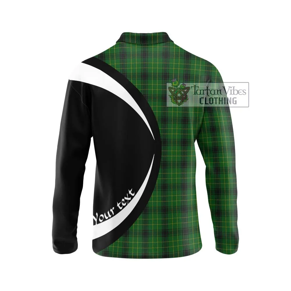 Arthur Highland Tartan Long Sleeve Polo Shirt with Family Crest Circle Style