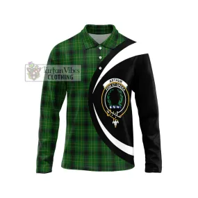 Arthur Highland Tartan Long Sleeve Polo Shirt with Family Crest Circle Style