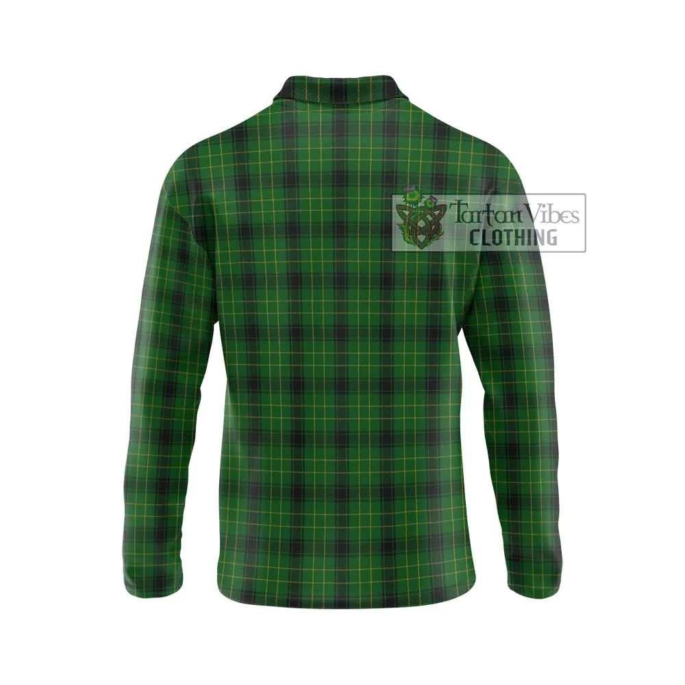 Arthur Highland Tartan Long Sleeve Polo Shirt with Family Crest DNA In Me Style