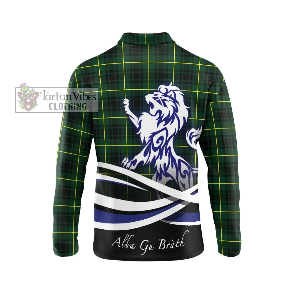 Arthur Modern Tartan Long Sleeve Polo Shirt with Alba Gu Brath Regal Lion Emblem