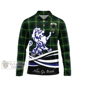 Arthur Modern Tartan Long Sleeve Polo Shirt with Alba Gu Brath Regal Lion Emblem