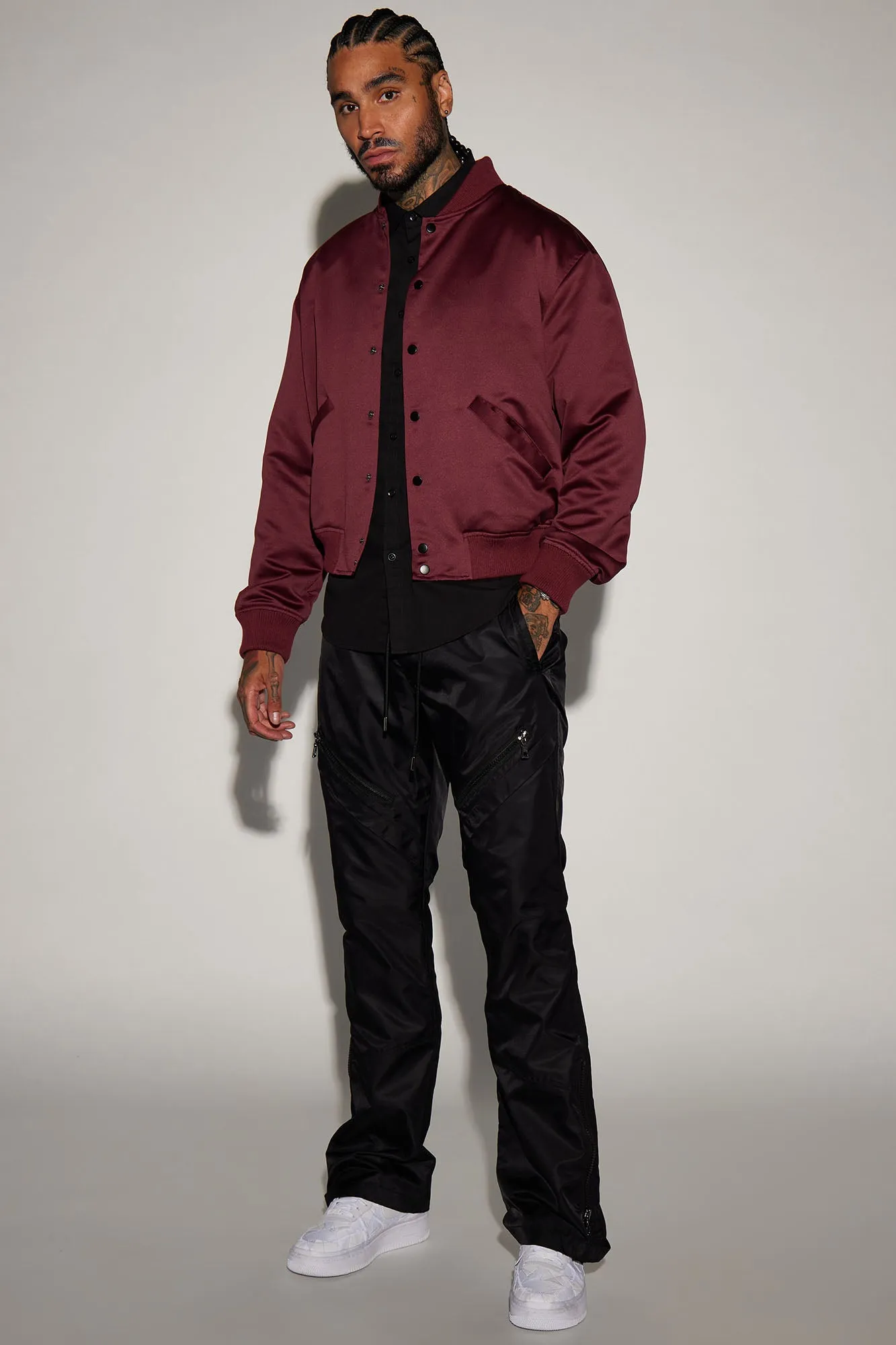 Ashton Essential Bomber Jacket - Burgundy