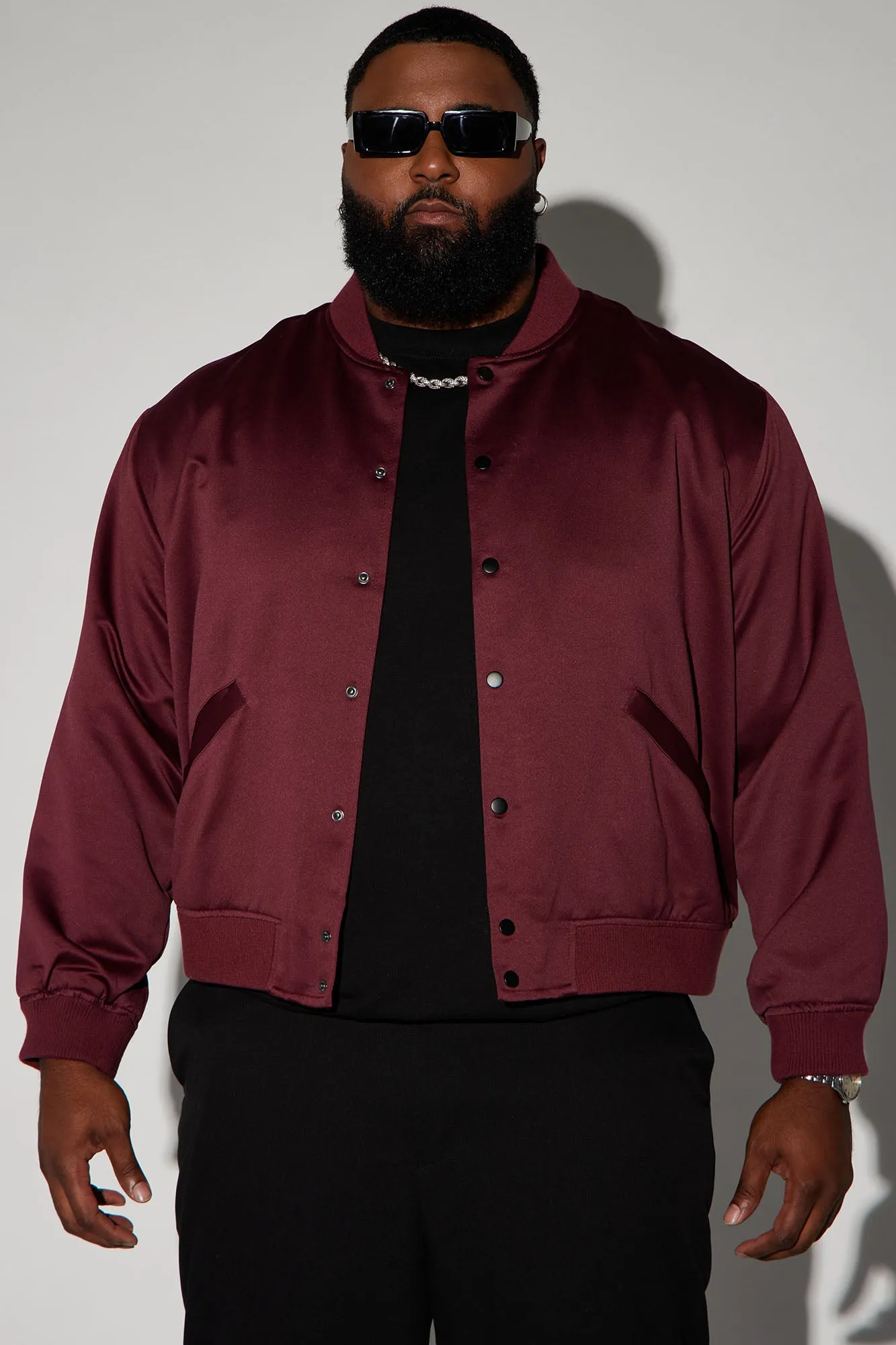 Ashton Essential Bomber Jacket - Burgundy