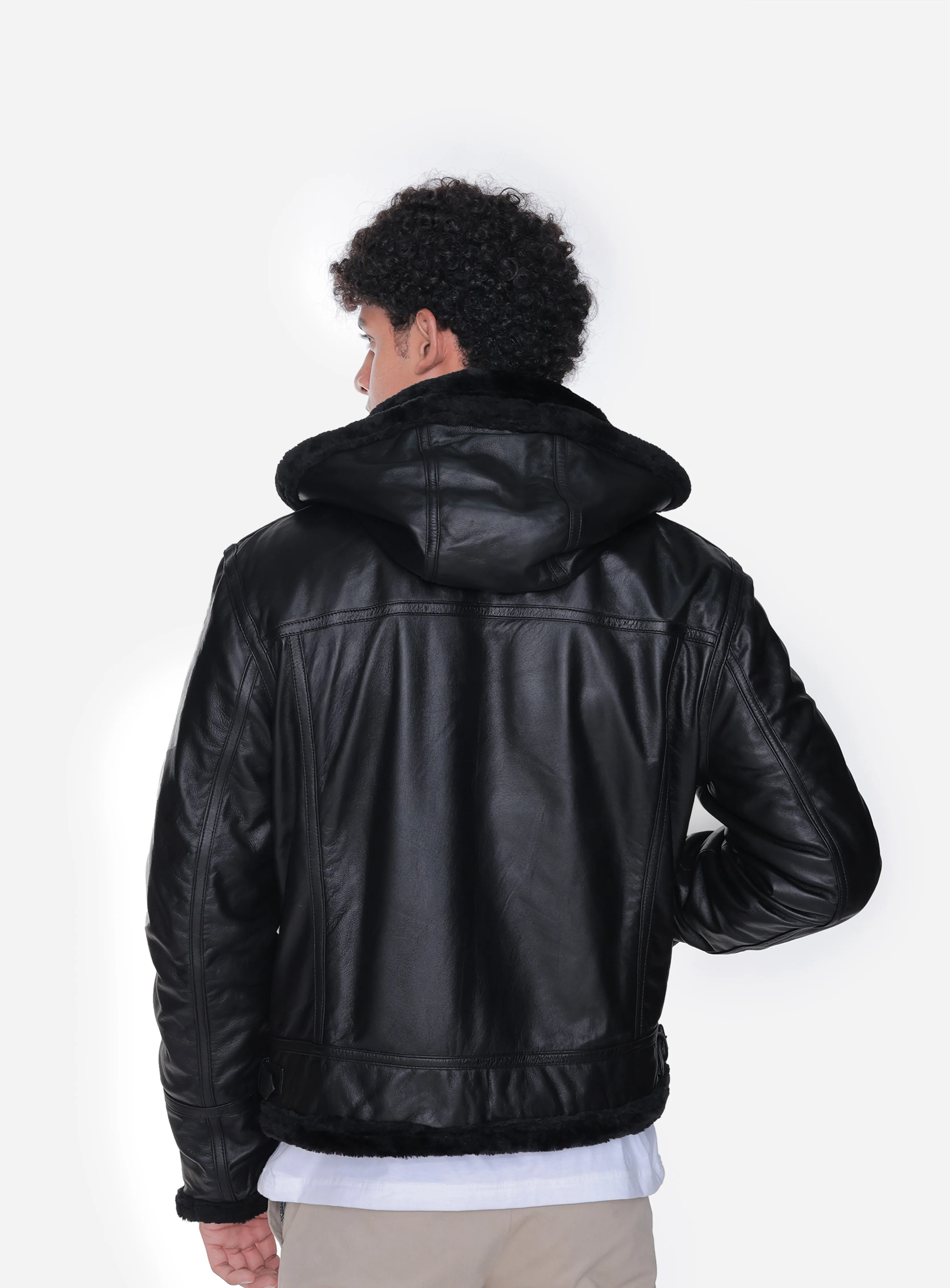 B3 Buck Black Leather Bomber Jacket