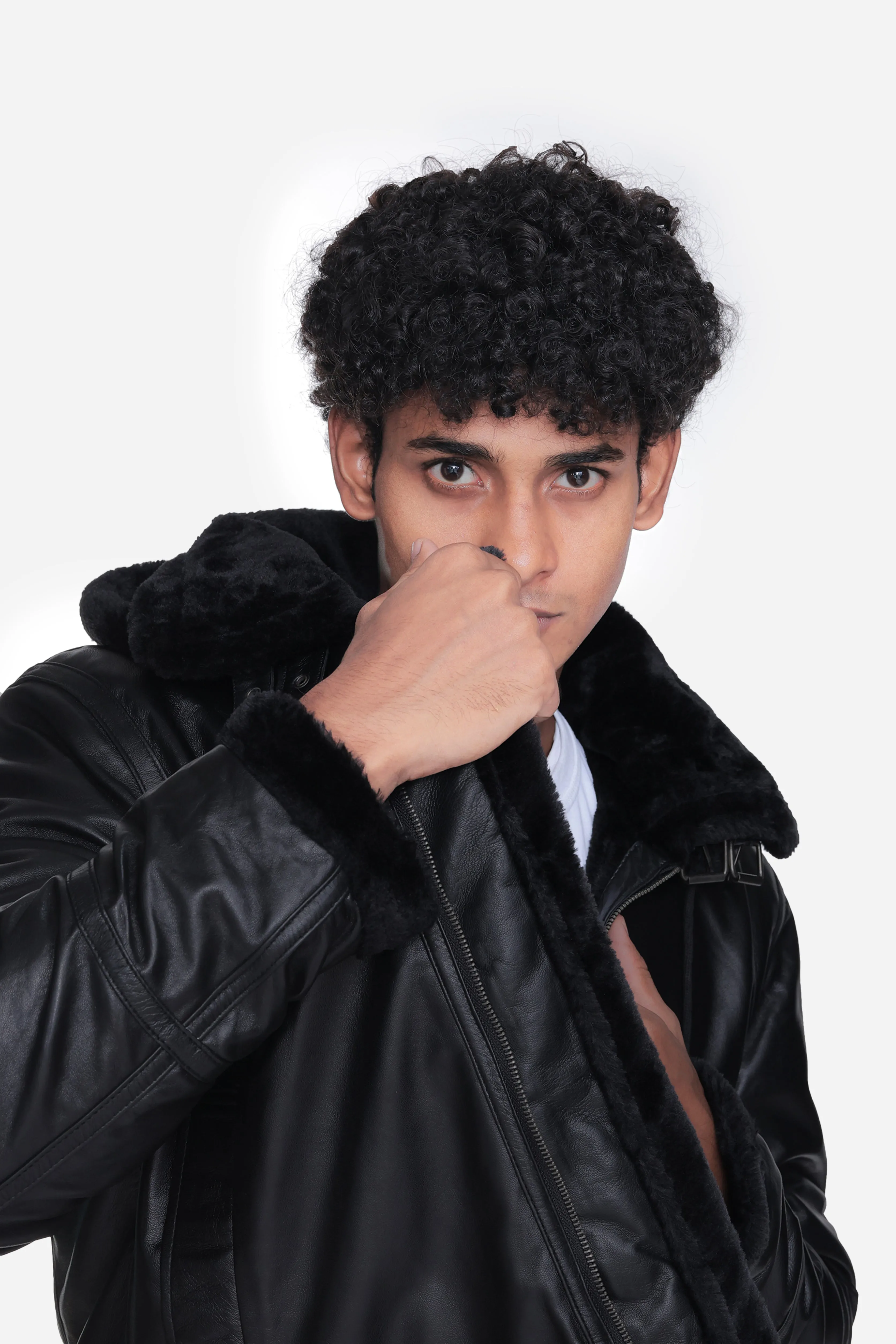 B3 Buck Black Leather Bomber Jacket