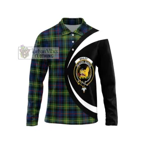 Bailey Modern Tartan Long Sleeve Polo Shirt with Family Crest Circle Style