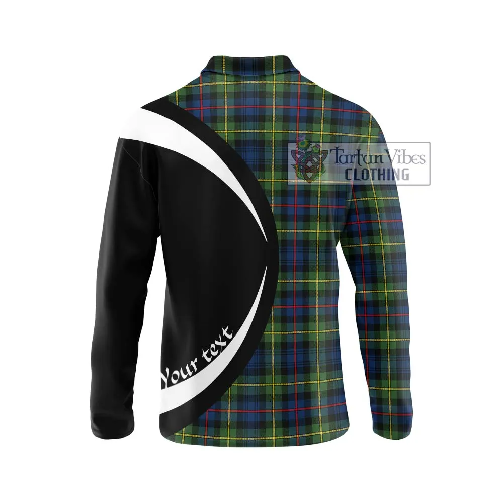 Bailey Modern Tartan Long Sleeve Polo Shirt with Family Crest Circle Style