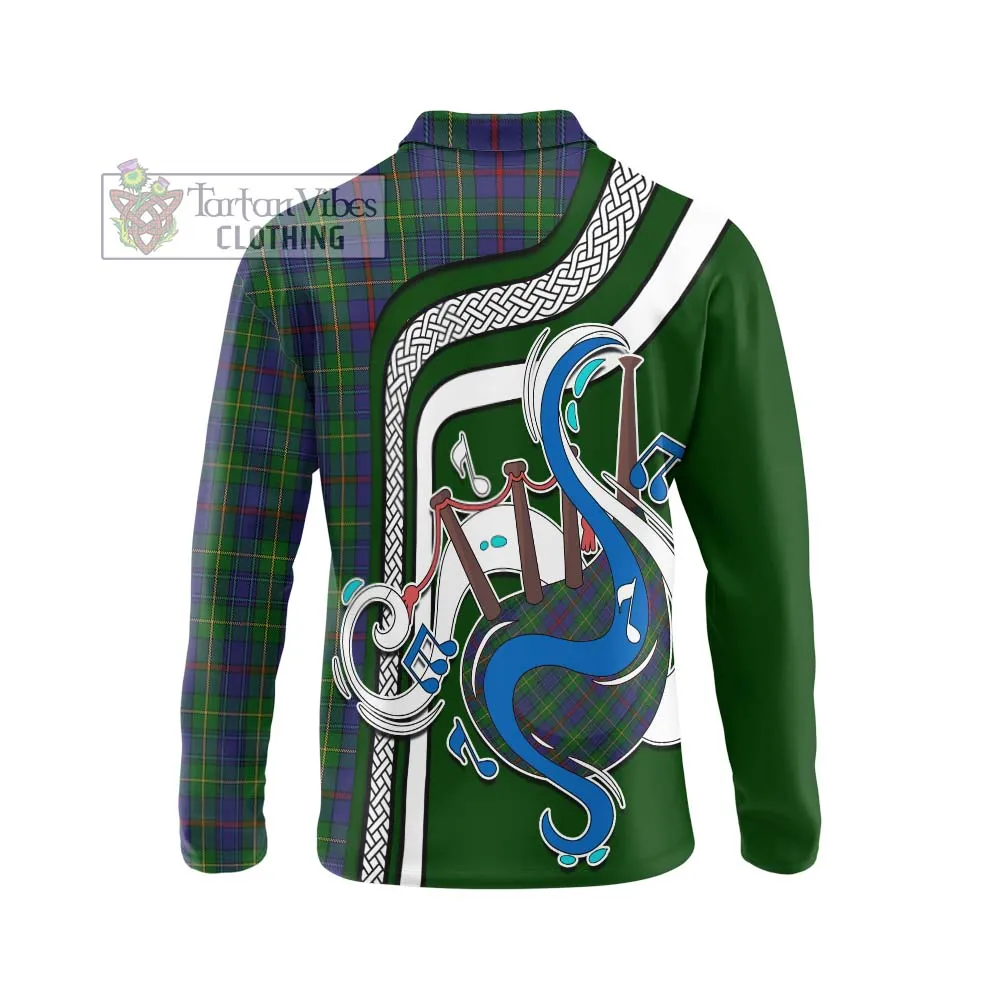 Bailey Tartan Long Sleeve Polo Shirt with Epic Bagpipe Style