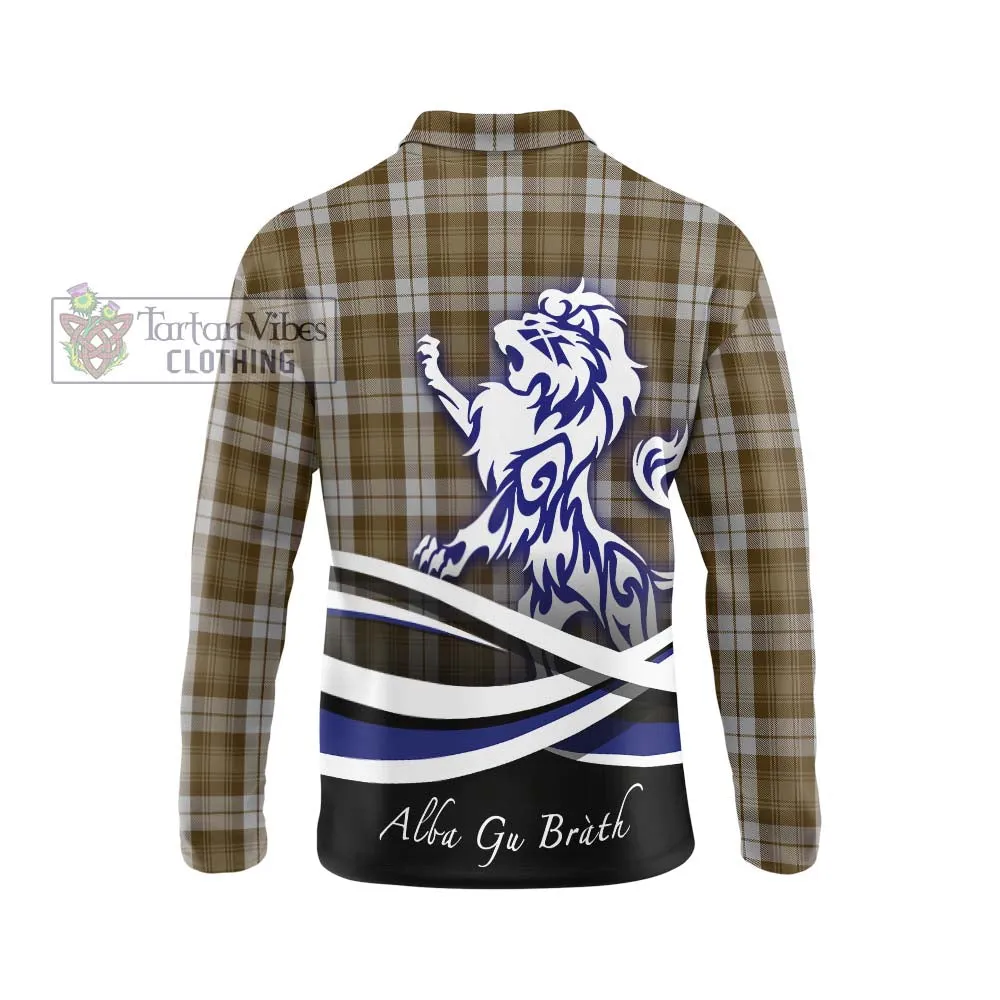 Baillie Dress Tartan Long Sleeve Polo Shirt with Alba Gu Brath Regal Lion Emblem