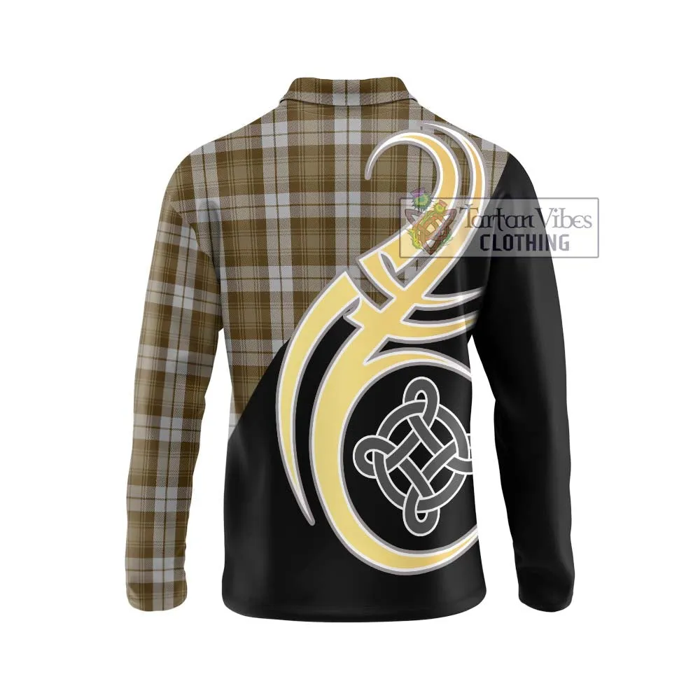 Baillie Dress Tartan Long Sleeve Polo Shirt with Family Crest and Celtic Symbol Style