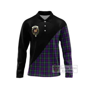 Baillie Highland Society Tartan Long Sleeve Polo Shirt with Family Crest and Military Logo Style