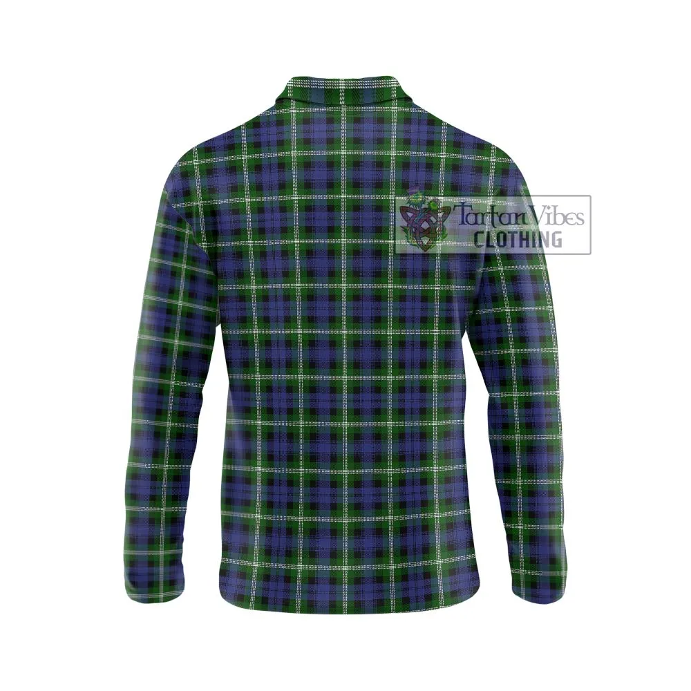 Baillie of Polkemmet Tartan Long Sleeve Polo Shirt with Family Crest DNA In Me Style