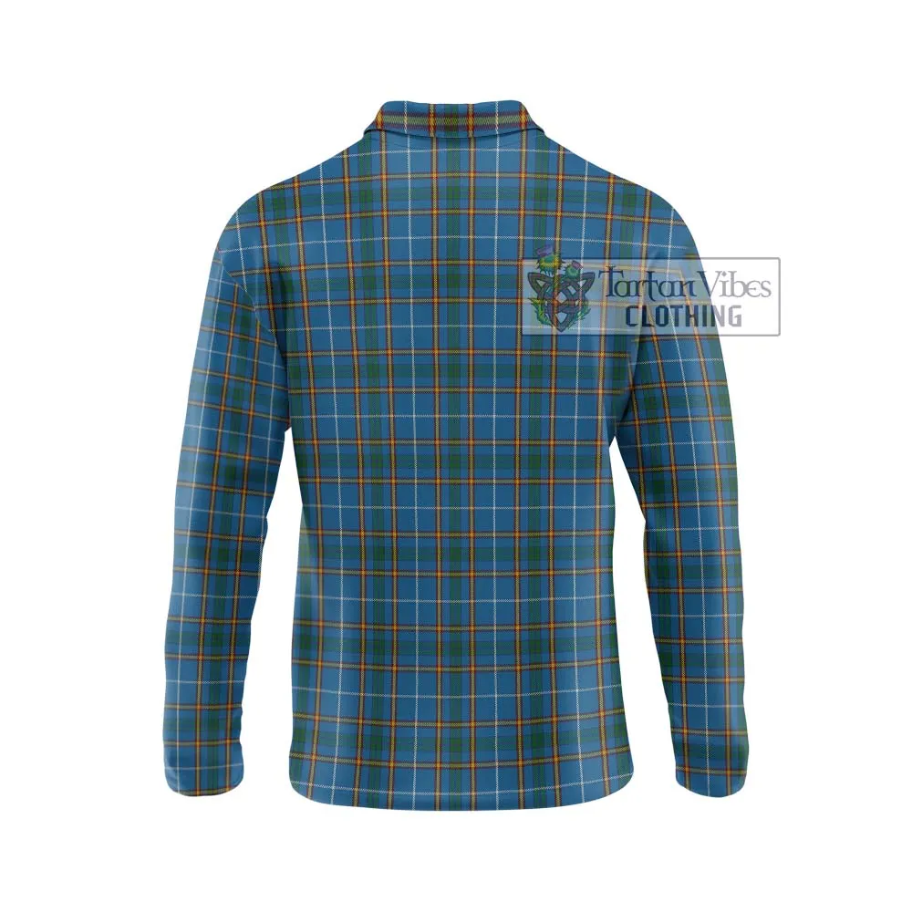 Bain Tartan Long Sleeve Polo Shirt with Family Crest DNA In Me Style