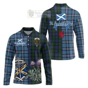 Baird Tartan Long Sleeve Polo Shirt Happy St. Andrew's Day Half Tartan Style