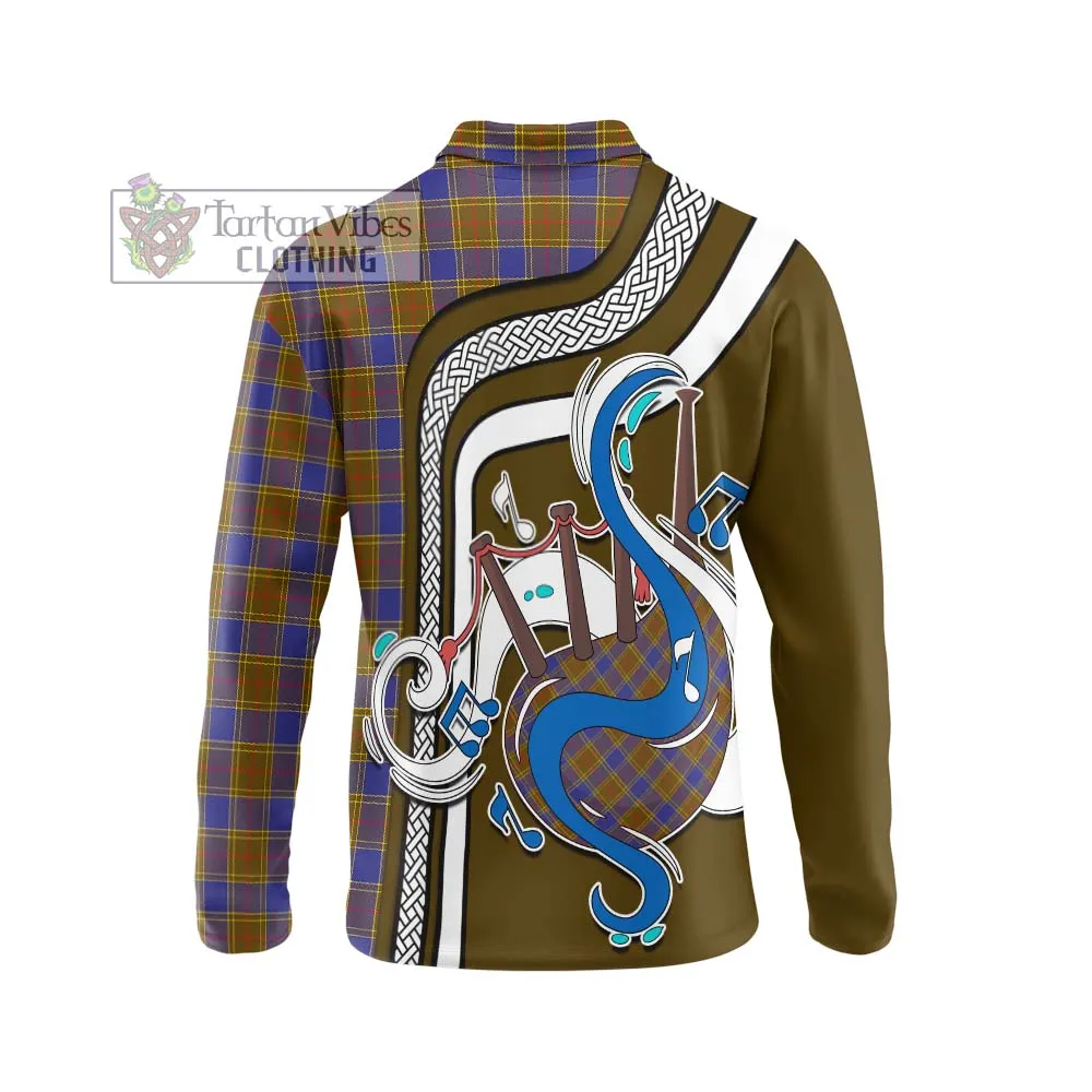 Balfour Tartan Long Sleeve Polo Shirt with Epic Bagpipe Style