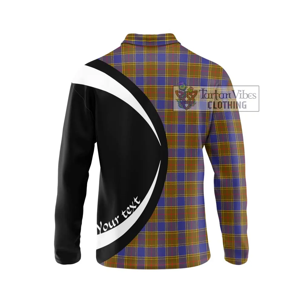 Balfour Tartan Long Sleeve Polo Shirt with Family Crest Circle Style