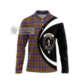 Balfour Tartan Long Sleeve Polo Shirt with Family Crest Circle Style