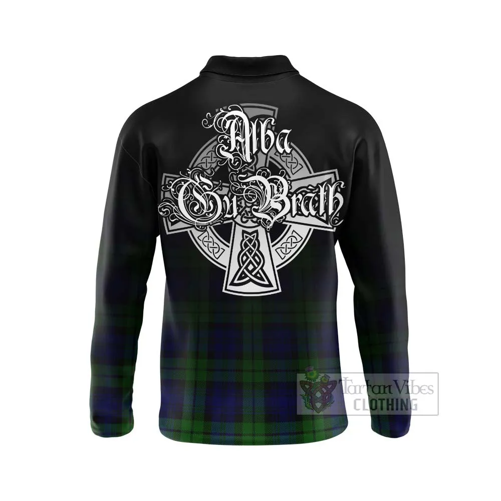 Bannatyne Tartan Long Sleeve Polo Shirt Featuring Alba Gu Brath Family Crest Celtic Inspired