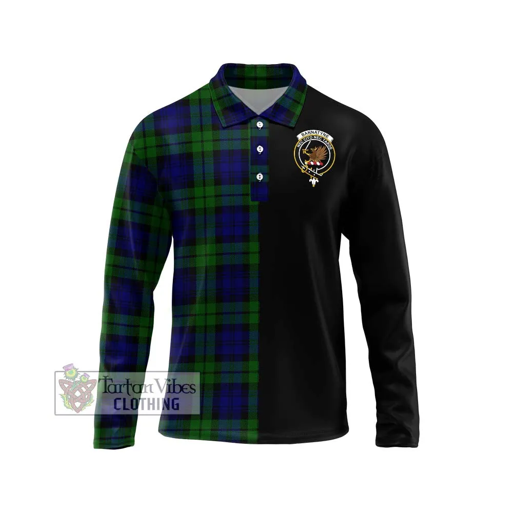 Bannatyne Tartan Long Sleeve Polo Shirt with Family Crest and Half Of Me Style