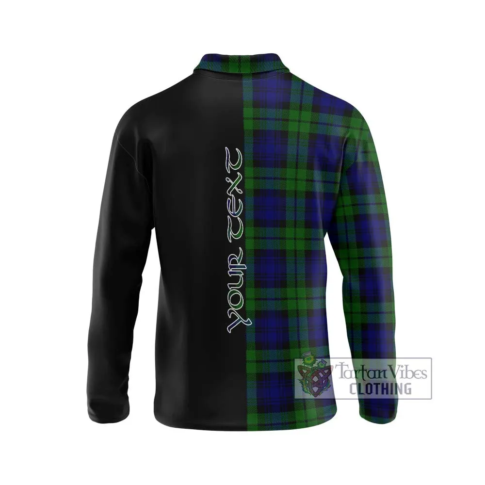 Bannatyne Tartan Long Sleeve Polo Shirt with Family Crest and Half Of Me Style