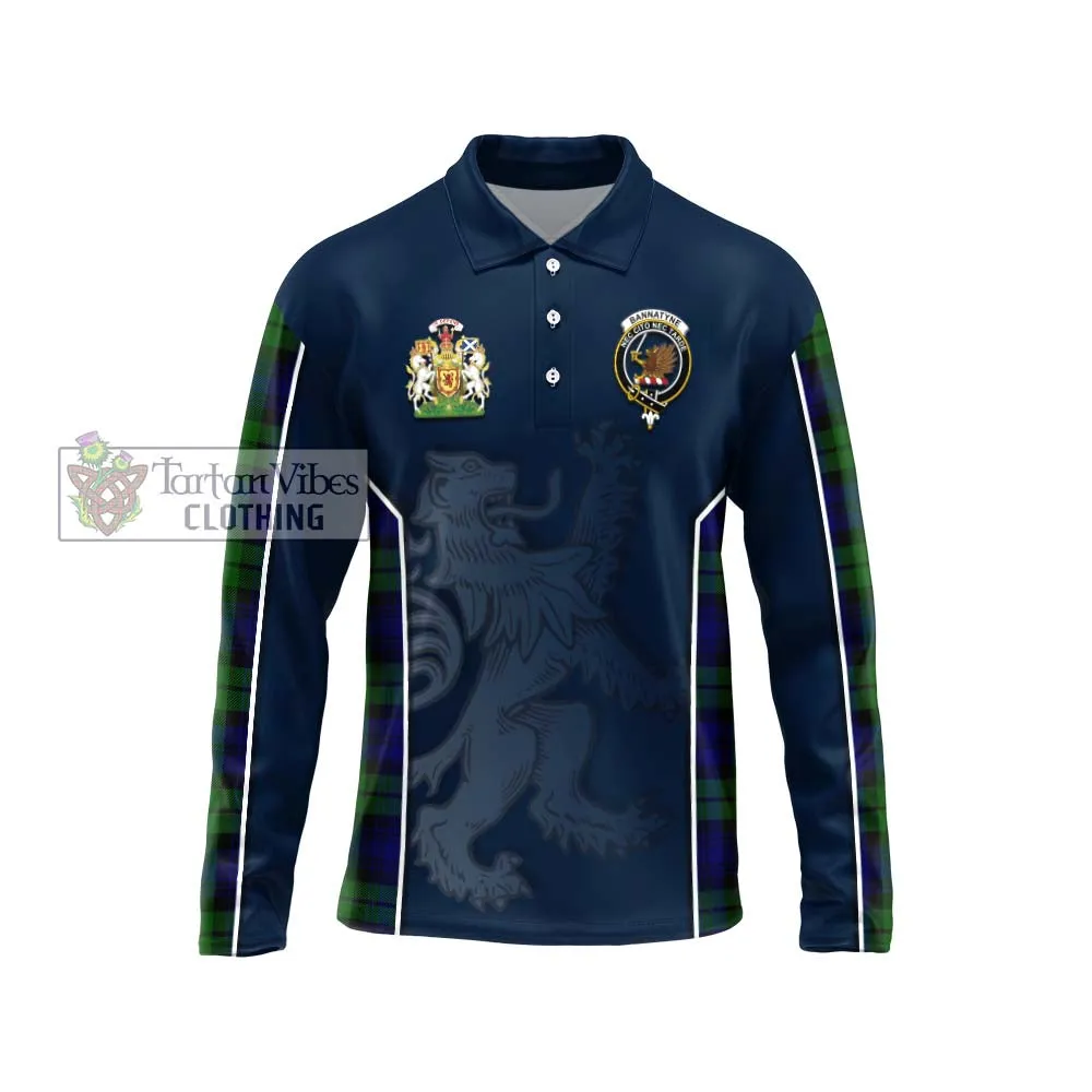 Bannatyne Tartan Long Sleeve Polo Shirt with Family Crest and Lion Rampant Vibes Sport Style