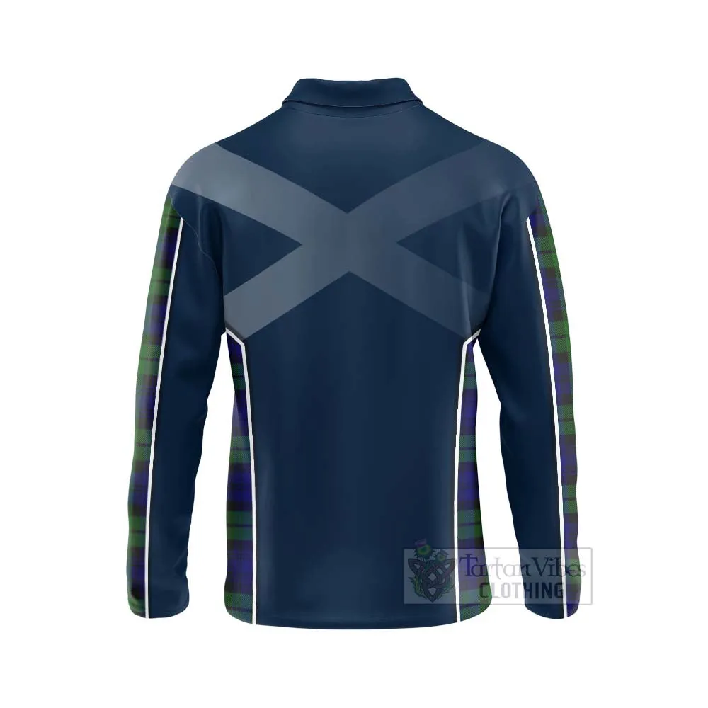 Bannatyne Tartan Long Sleeve Polo Shirt with Family Crest and Scottish Thistle Vibes Sport Style