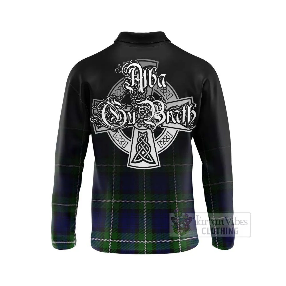 Bannerman Tartan Long Sleeve Polo Shirt Featuring Alba Gu Brath Family Crest Celtic Inspired