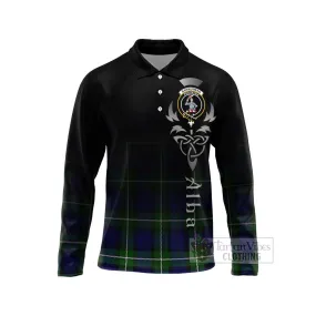 Bannerman Tartan Long Sleeve Polo Shirt Featuring Alba Gu Brath Family Crest Celtic Inspired