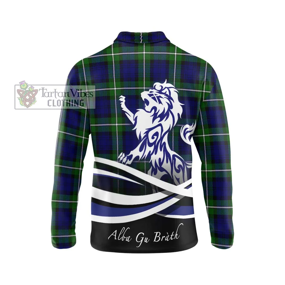 Bannerman Tartan Long Sleeve Polo Shirt with Alba Gu Brath Regal Lion Emblem